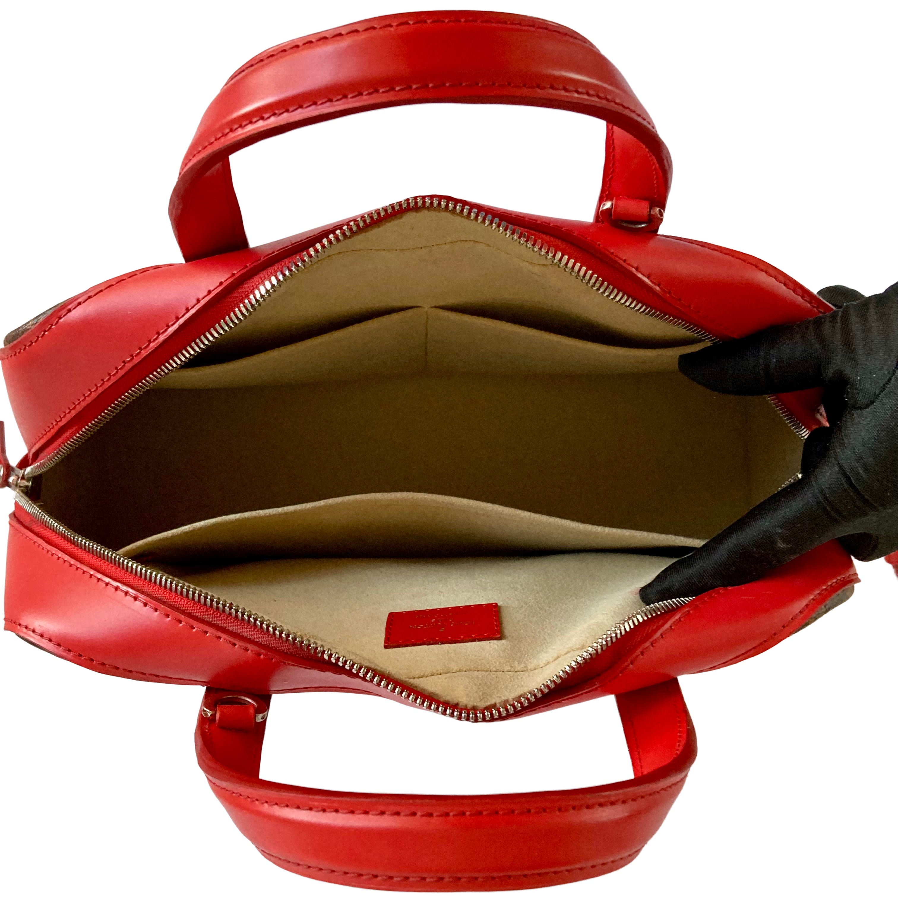 Louis Vuitton Classic Monogram Dora Canvas and Calfskin PM Red