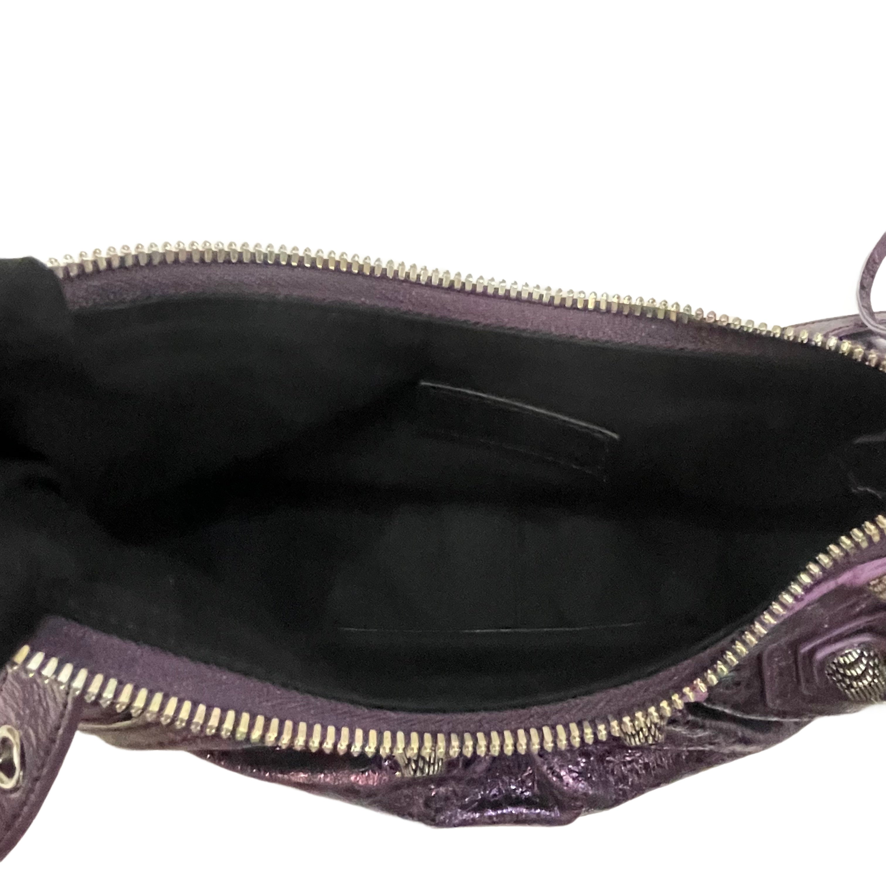 Balenciaga Metallic Agneau Arena Le Cagole Shoulder Bag XS Met Mauve