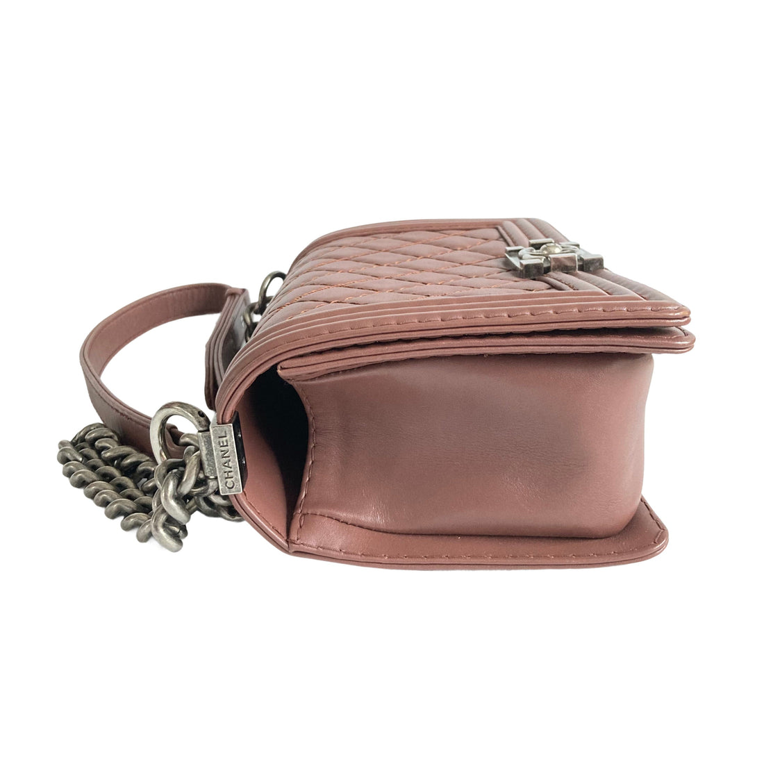 Chanel Boy Flap Bag Quilted Lambskin Medium Brown