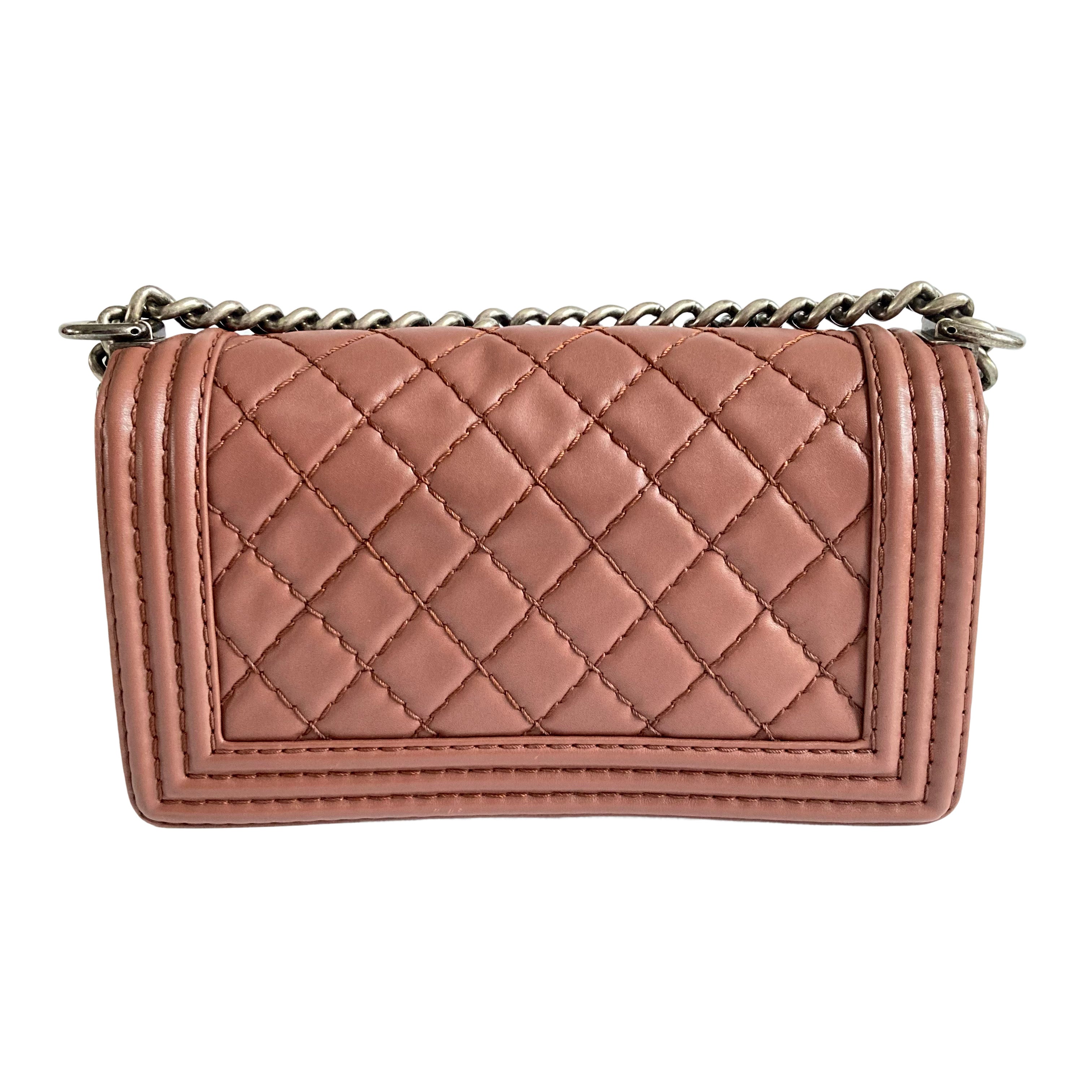 Chanel Boy Flap Bag Quilted Lambskin Medium Brown