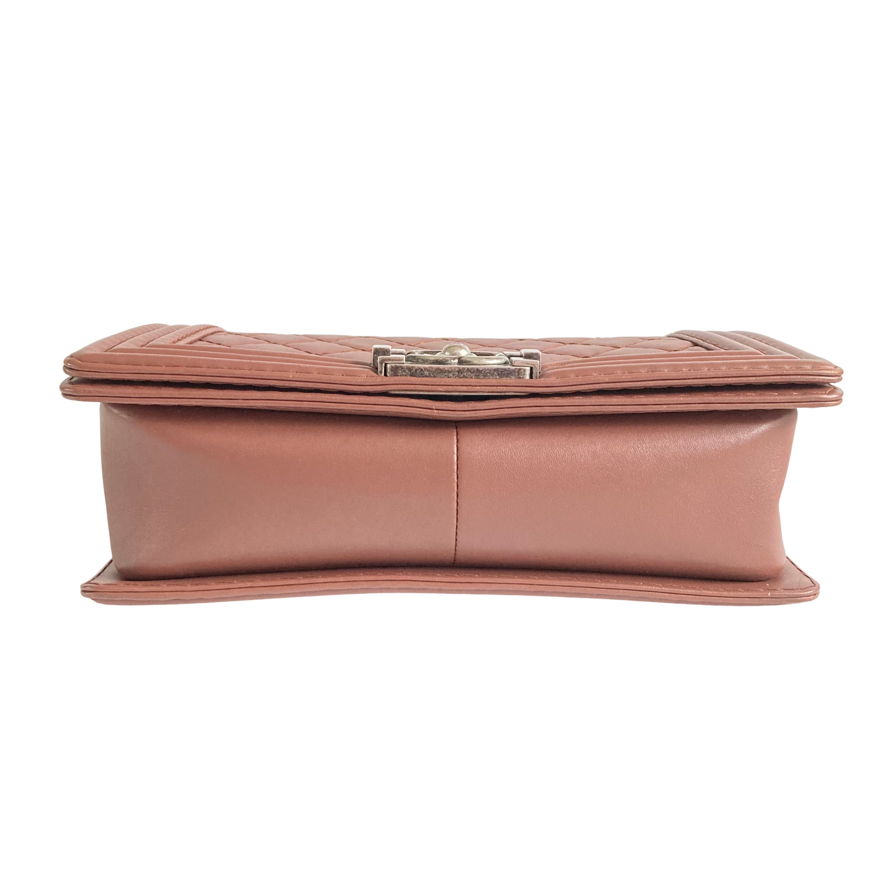 Chanel Boy Flap Bag Quilted Lambskin Medium Brown