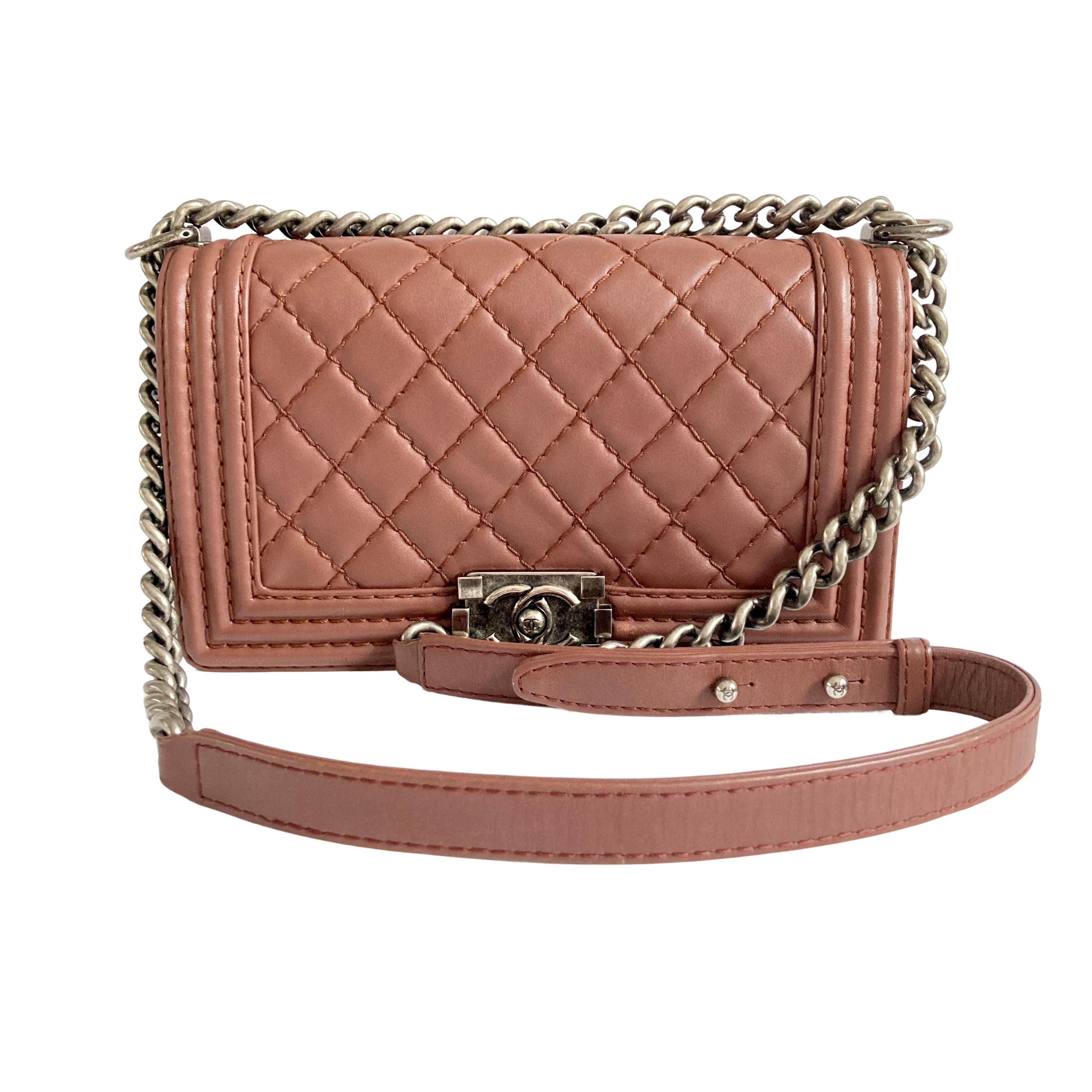 Chanel Boy Flap Bag Quilted Lambskin Medium Brown
