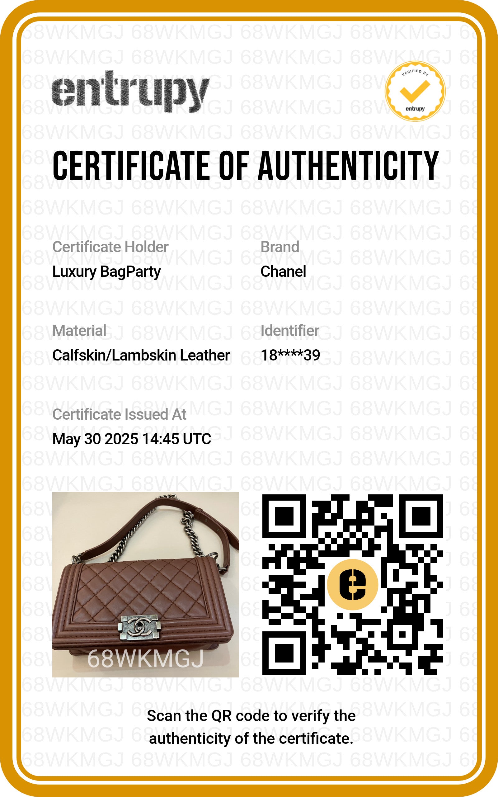 Chanel Boy Flap Bag Quilted Lambskin Medium Brown