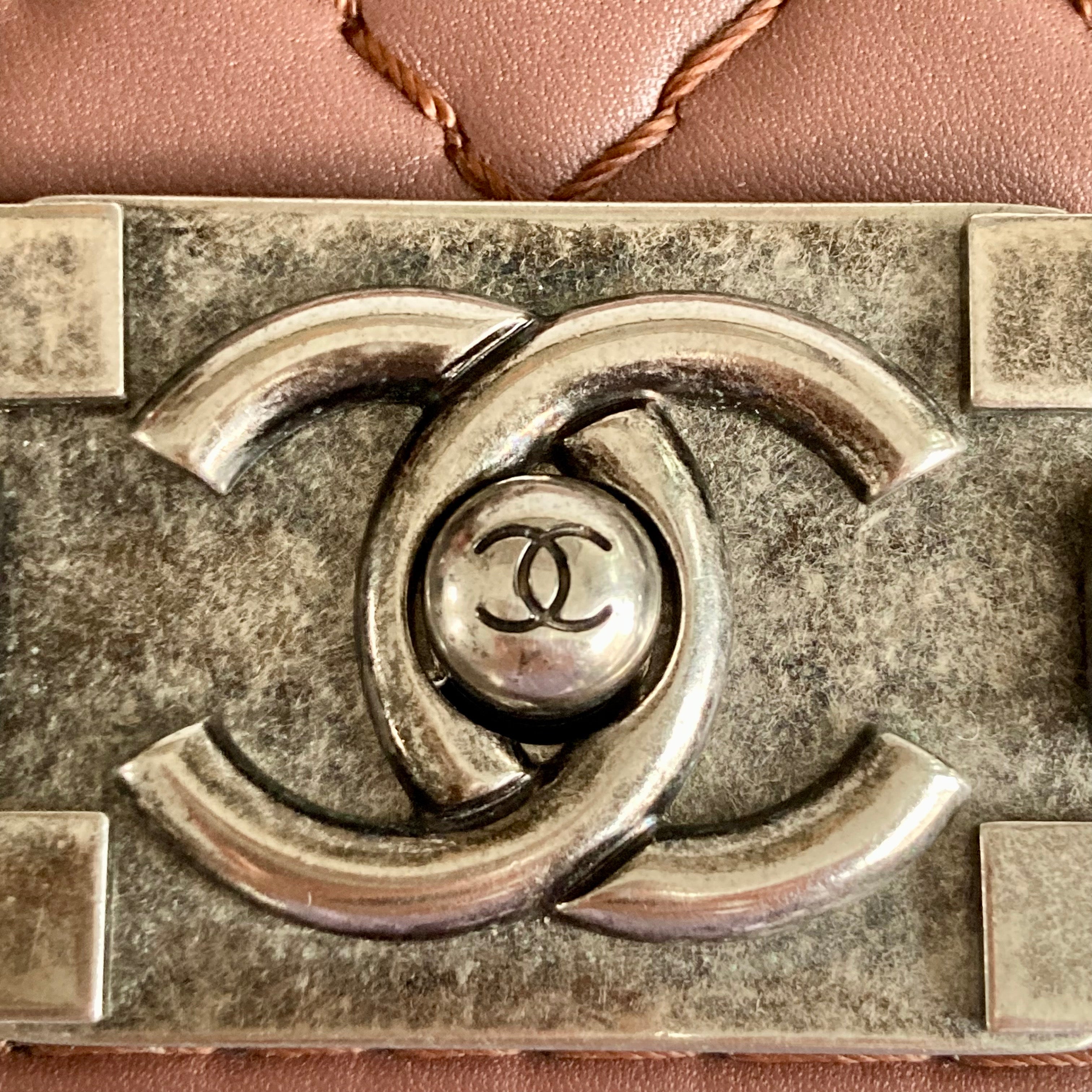 Chanel Boy Flap Bag Quilted Lambskin Medium Brown