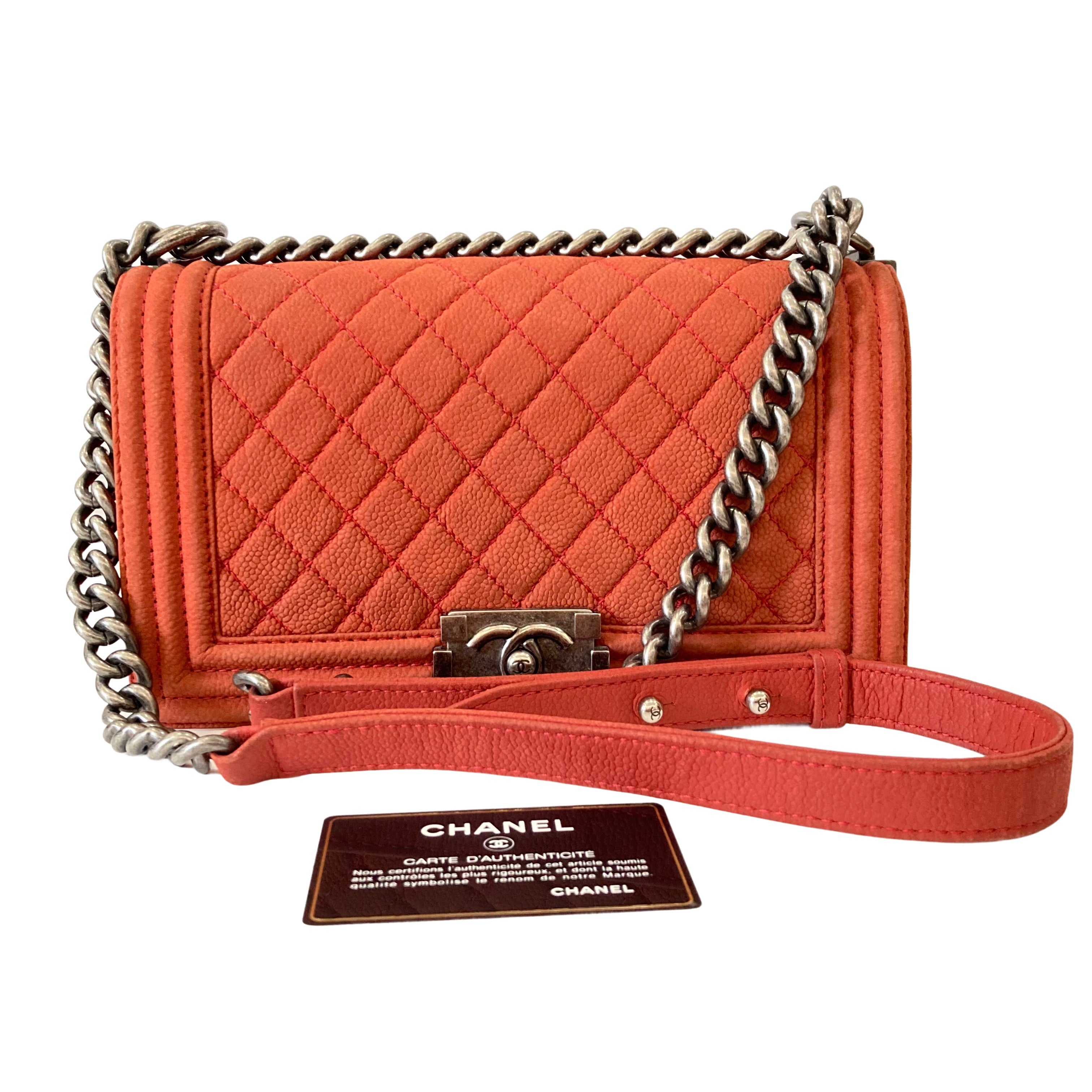 Chanel Caviar Quilted Medium Boy Flap Orange