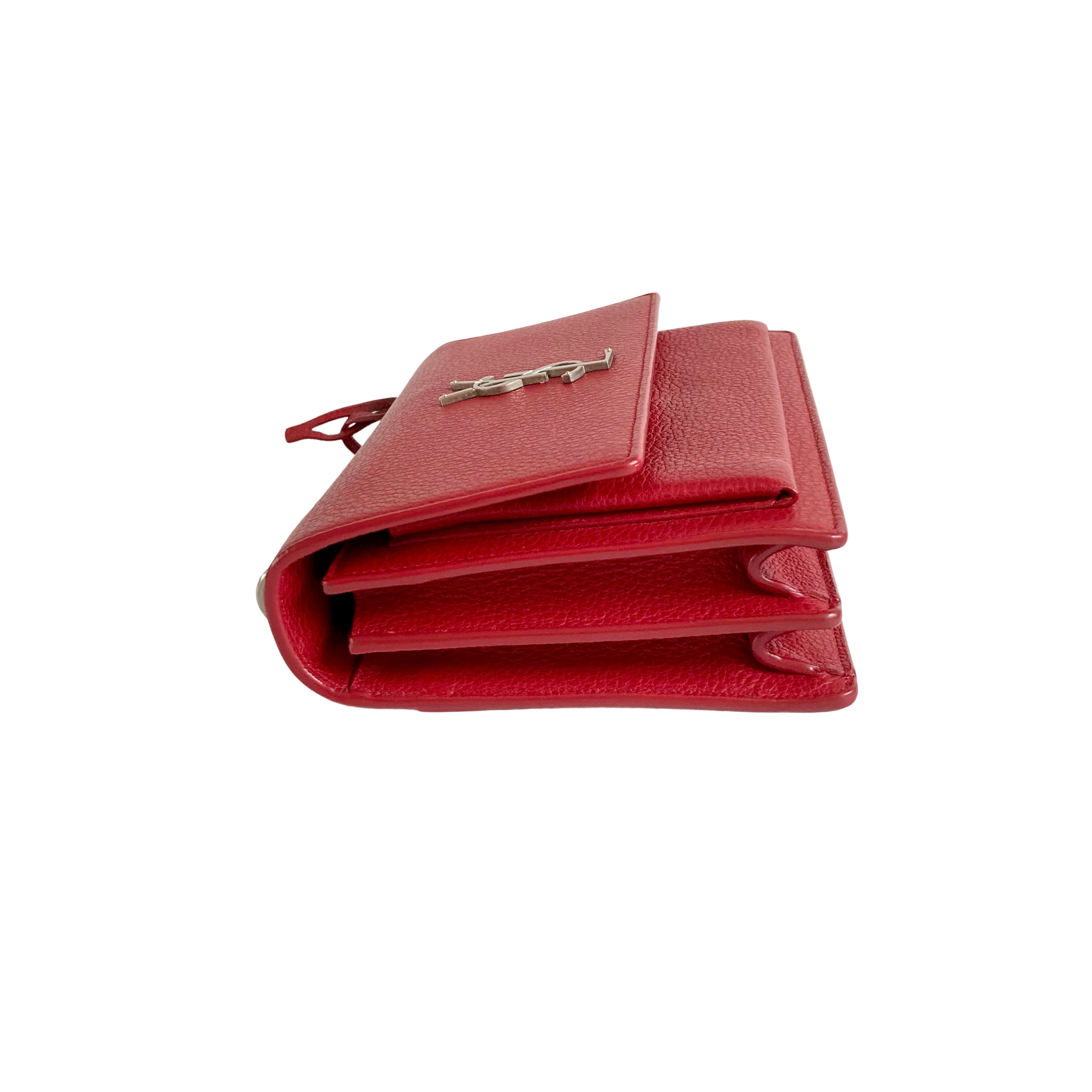 Saint Laurent Sunset Red Leather Shoulder Bag