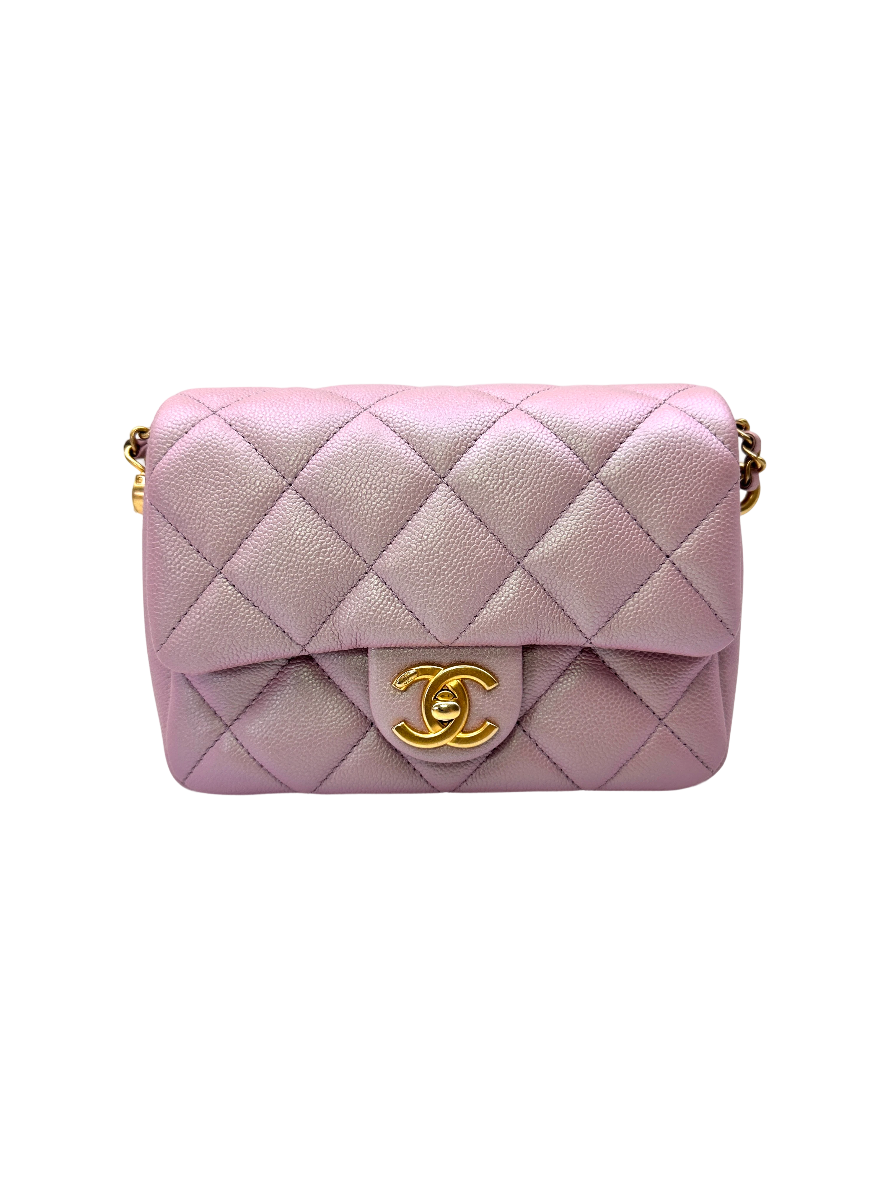 Chanel Mini Rectangular Flap Iridescent Pink Caviar GHW