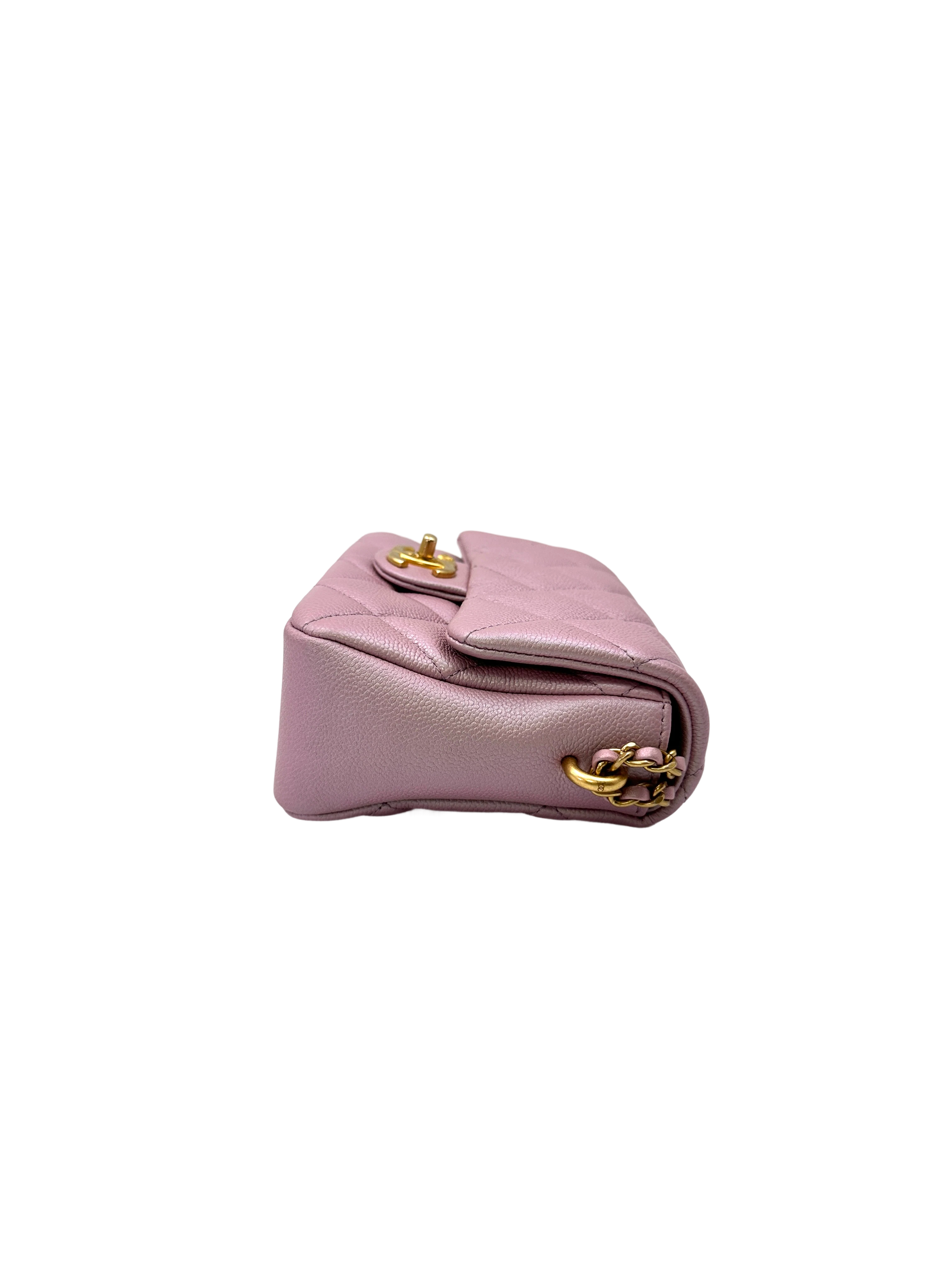 Chanel Mini Rectangular Flap Iridescent Pink Caviar GHW