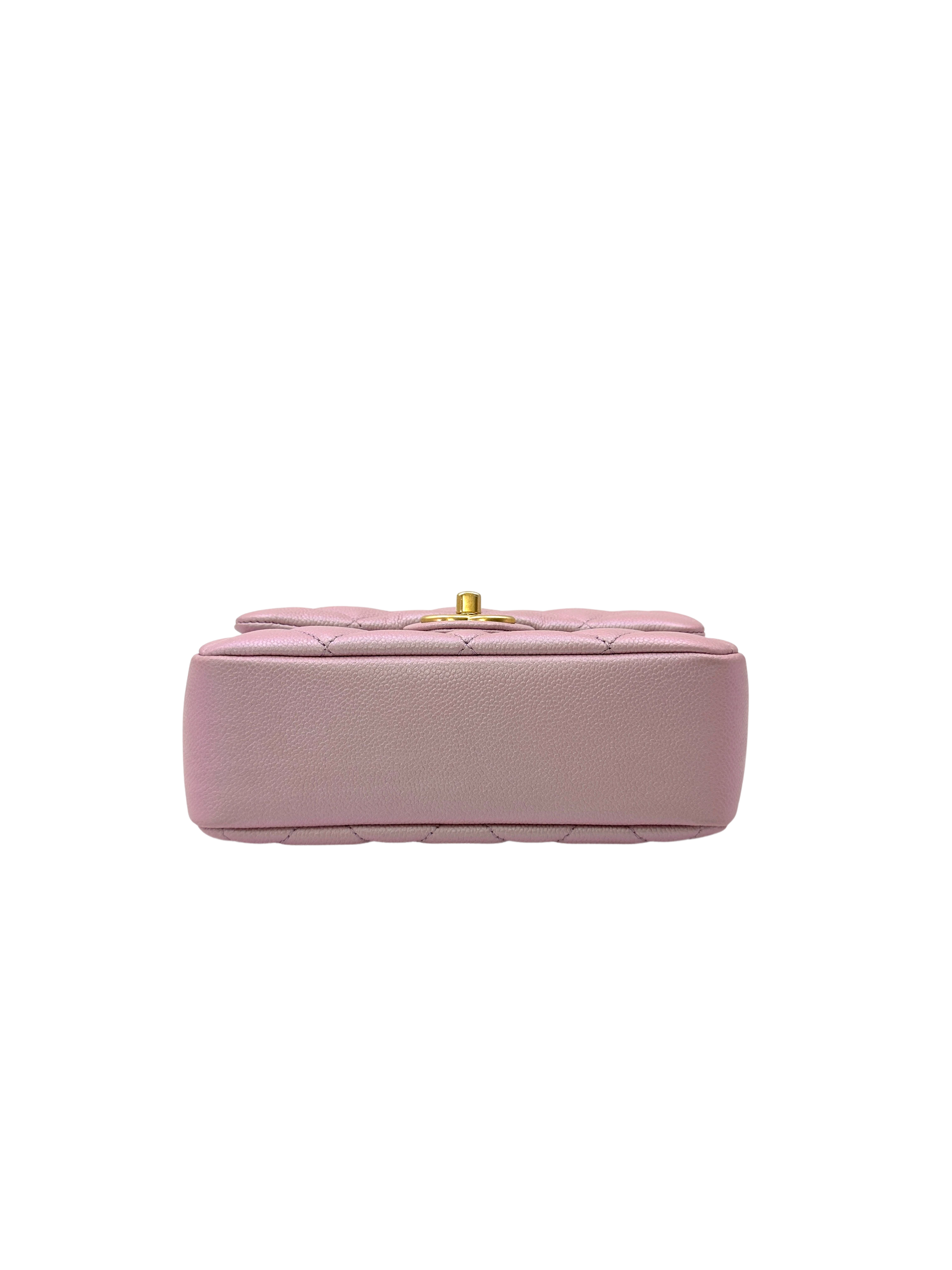 Chanel Mini Rectangular Flap Iridescent Pink Caviar GHW