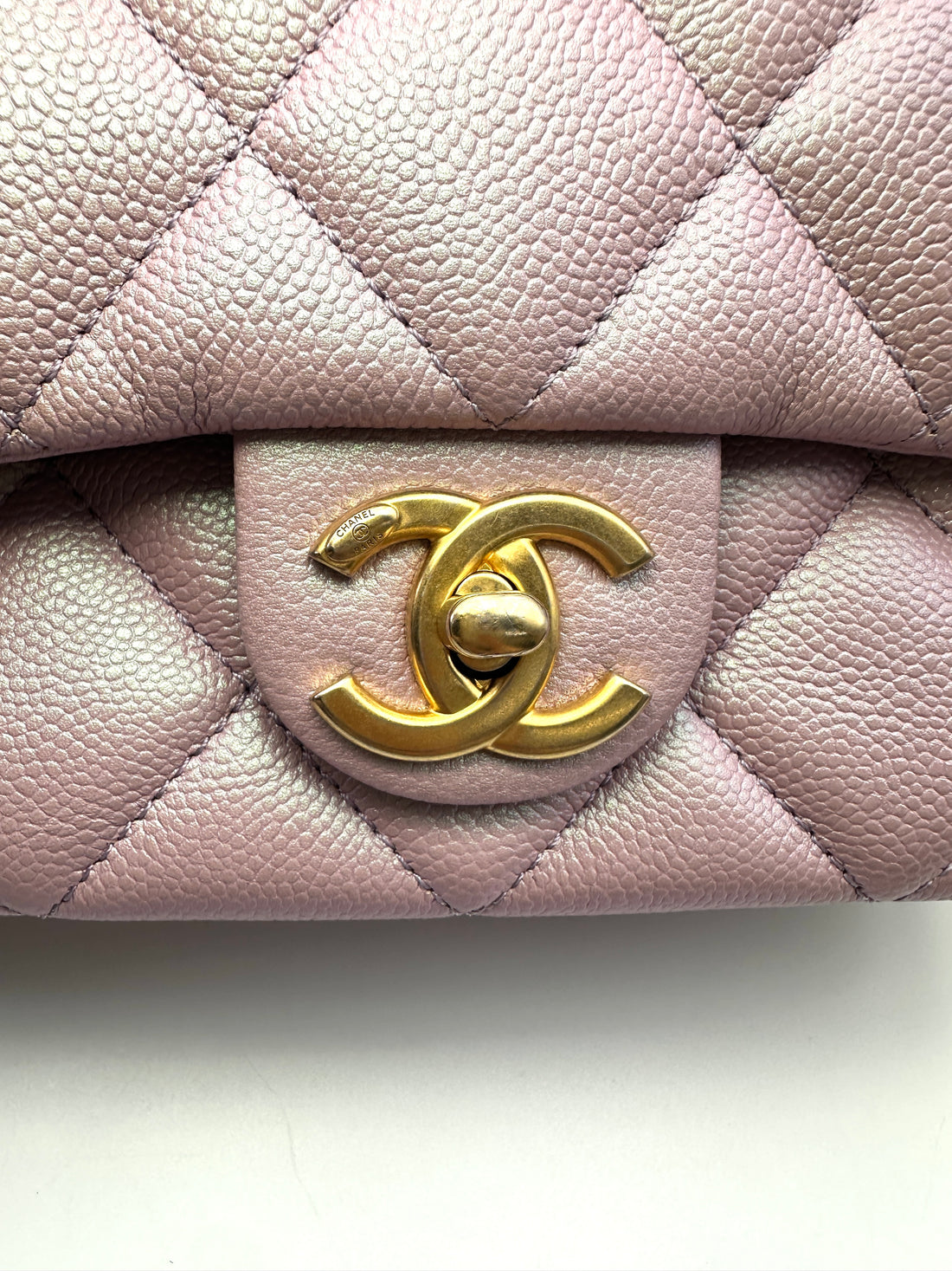 Chanel Mini Rectangular Flap Iridescent Pink Caviar GHW
