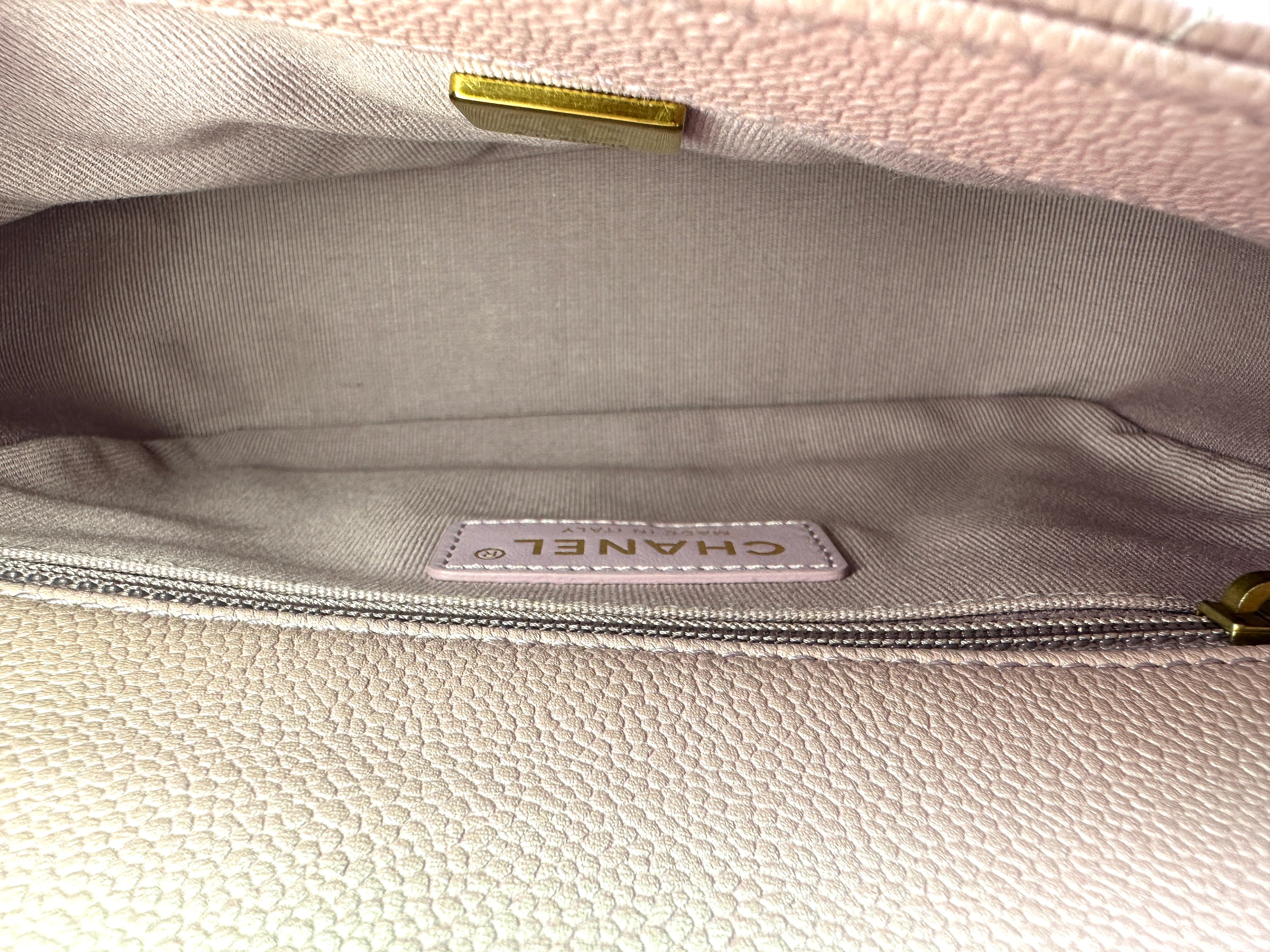 Chanel Mini Rectangular Flap Iridescent Pink Caviar GHW