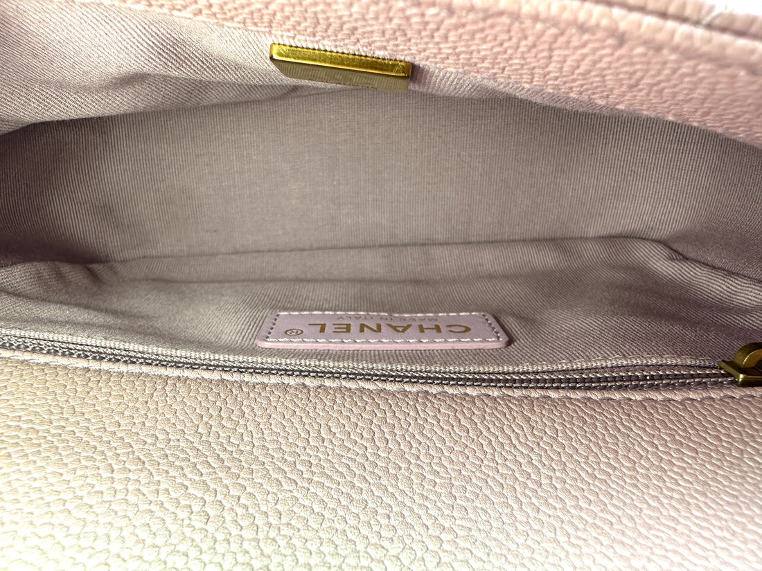 Chanel Mini Rectangular Flap Iridescent Pink Caviar GHW