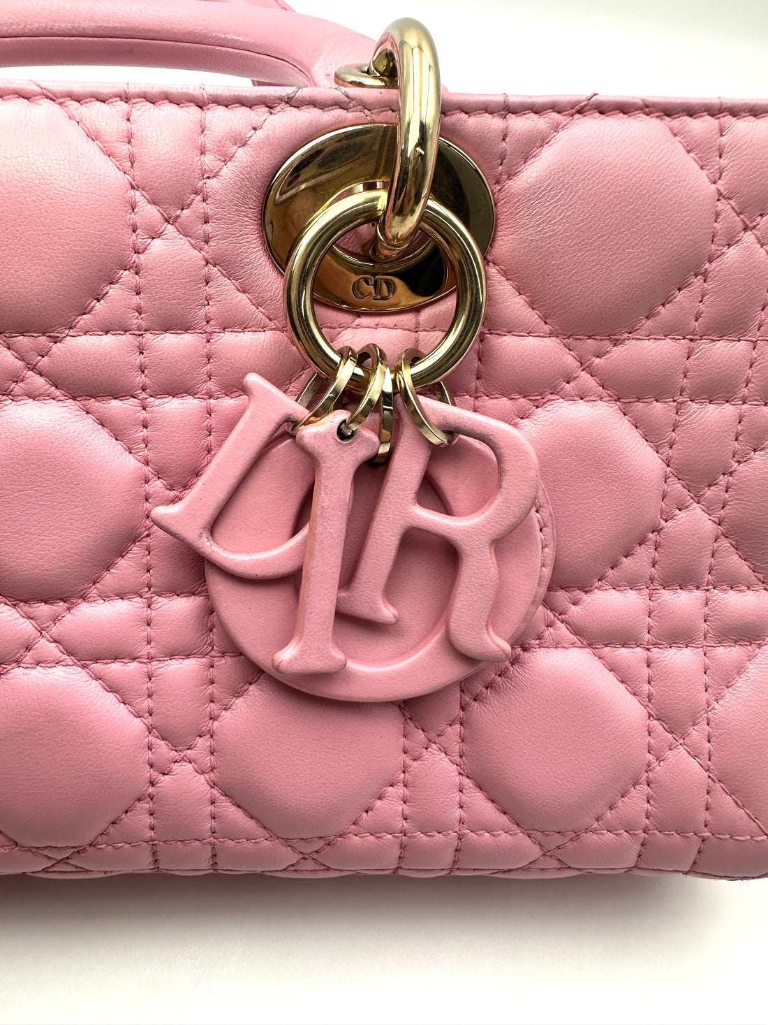 Christian Dior Lady D-Joy Medium Cannage Lambskin Pink GHW