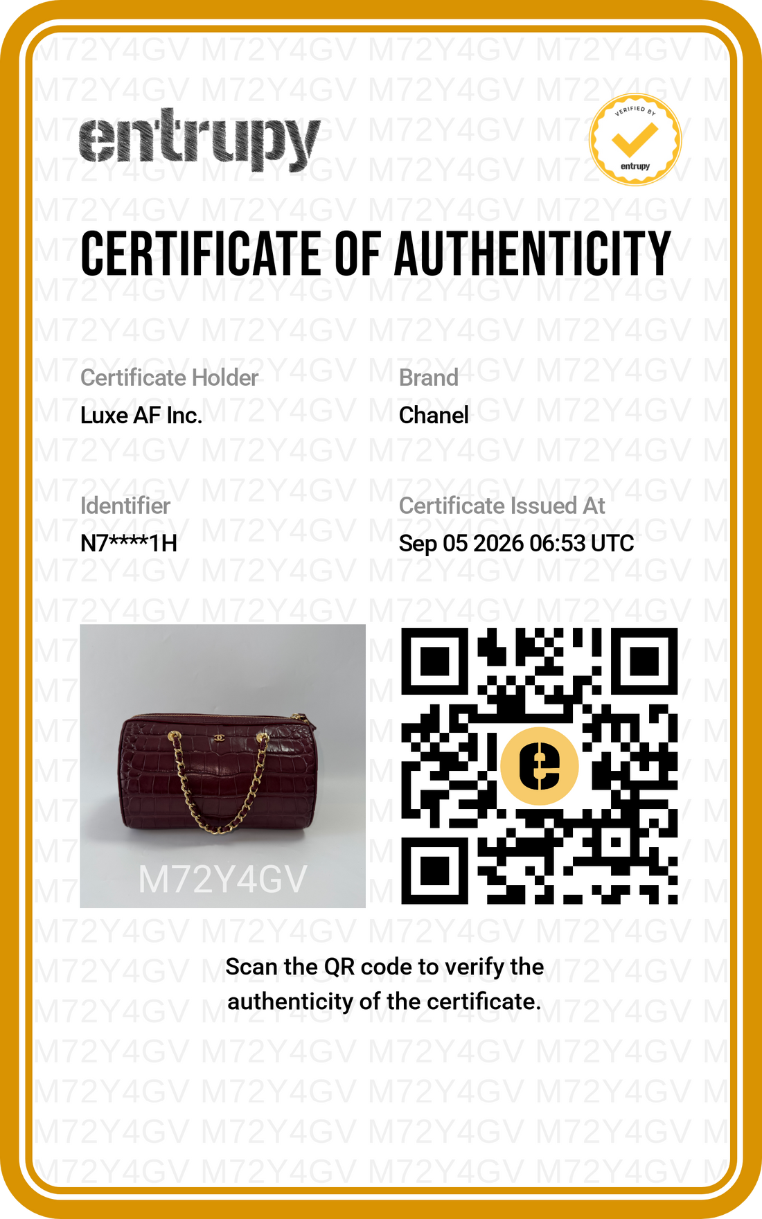 Chanel Timeless Classic Barrel Bag with Chain Burgundy Croc-Embossed Calfskin GHW