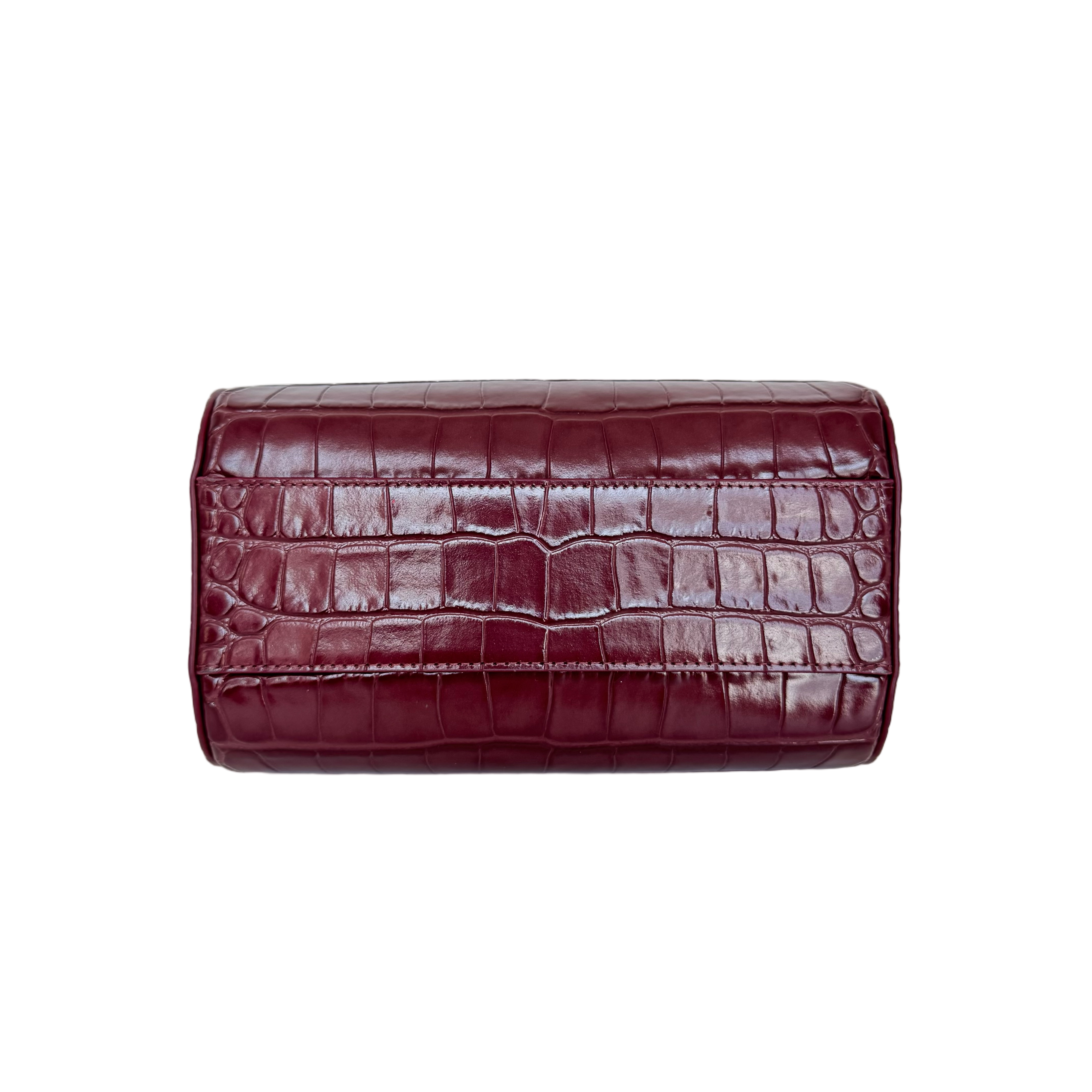 Chanel Timeless Classic Barrel Bag with Chain Burgundy Croc-Embossed Calfskin GHW