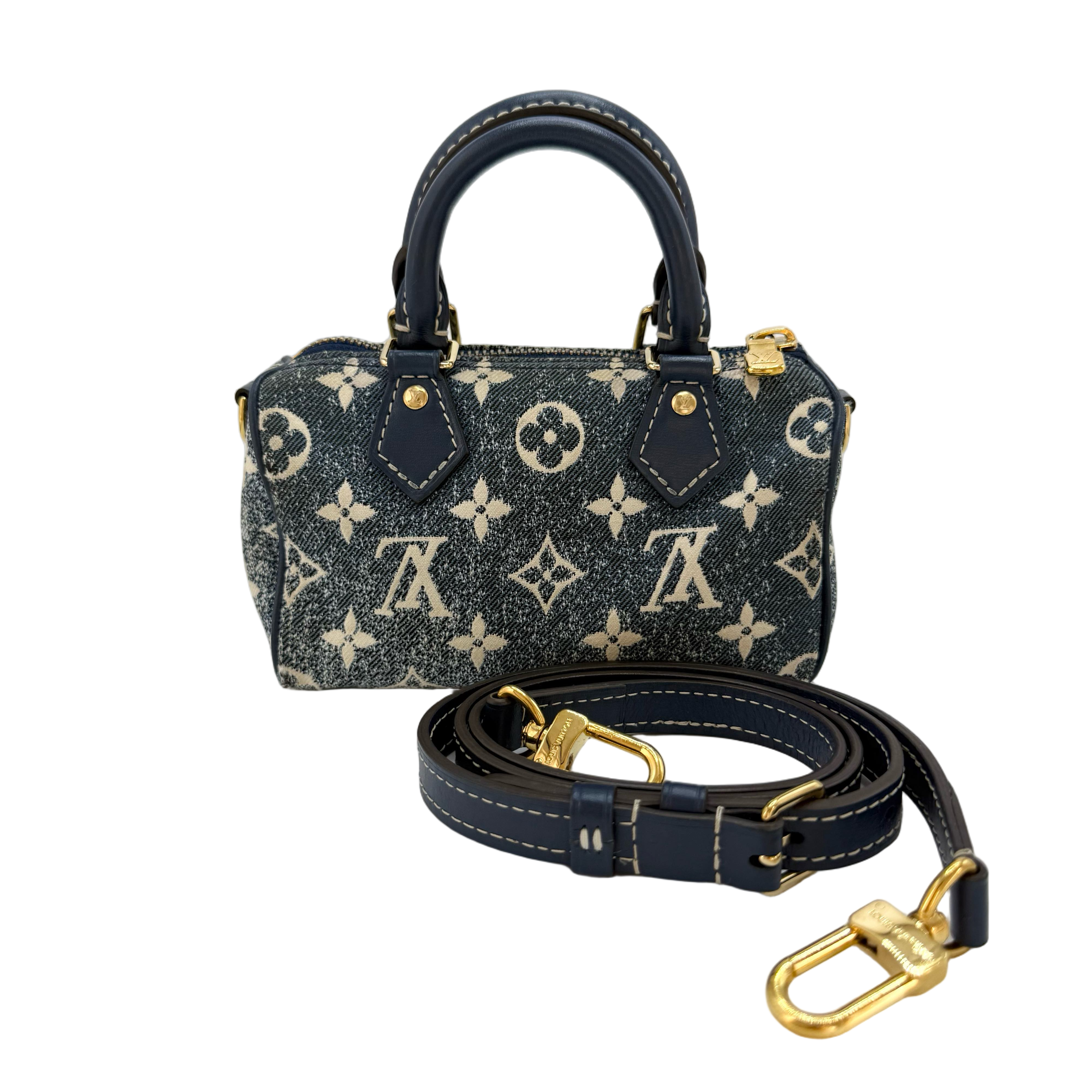 Louis Vuitton Nano Speedy Blue Monogram Denim GHW