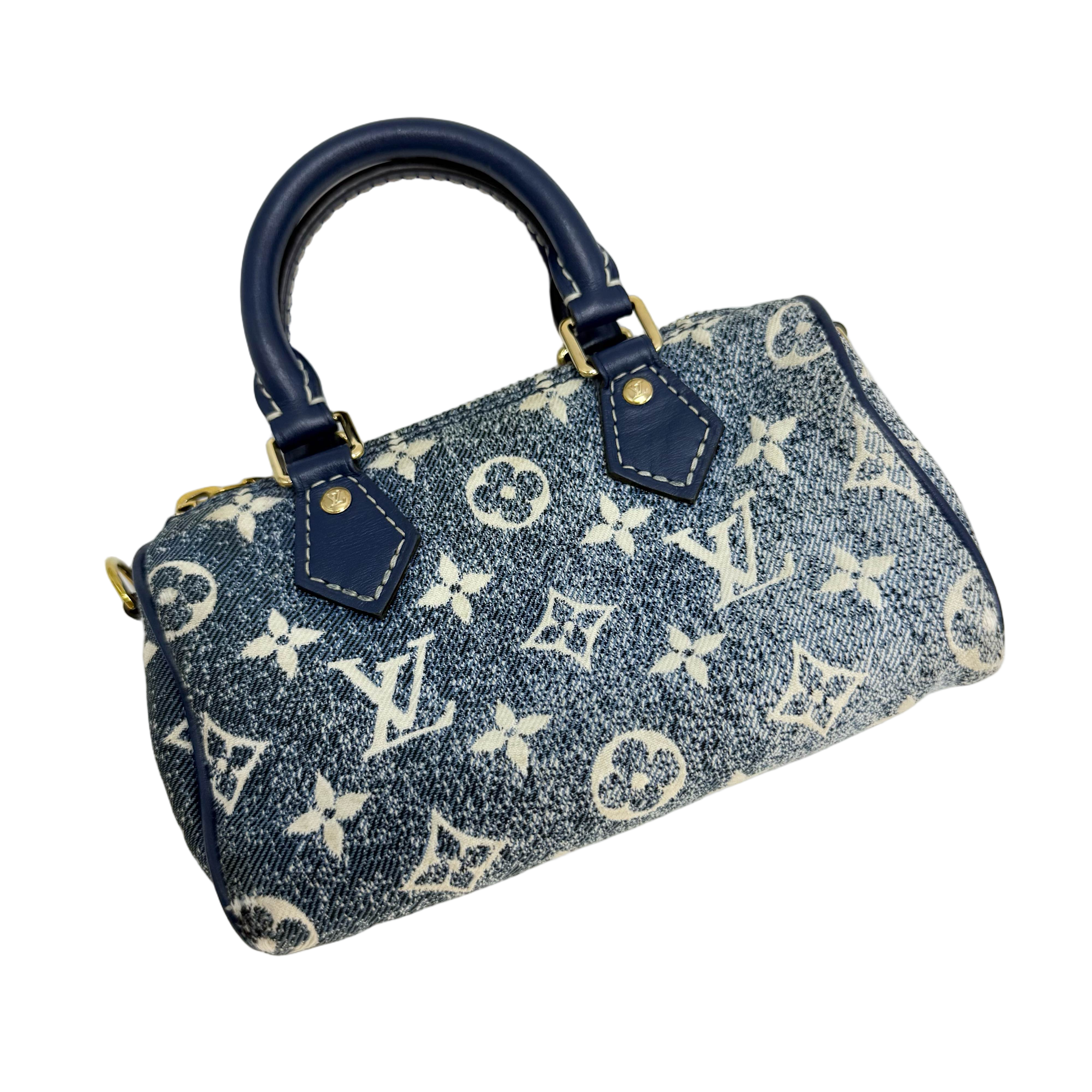 Louis Vuitton Nano Speedy Blue Monogram Denim GHW