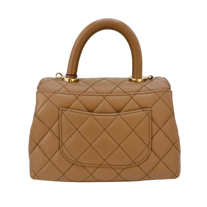Chanel Coco Handle Mini Flap Bag Caramel Quilted Caviar LGHW
