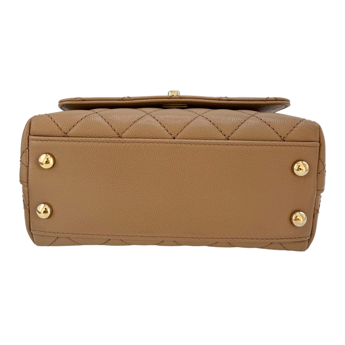 Chanel Coco Handle Mini Flap Bag Caramel Quilted Caviar LGHW