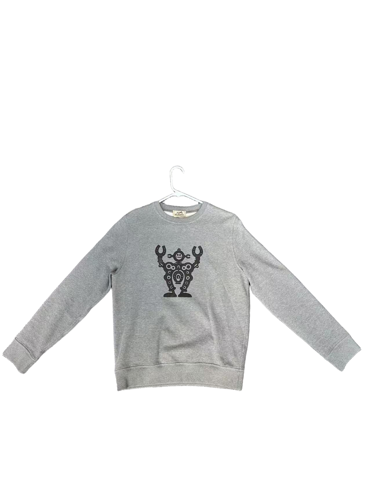 [eBay Live] Hermes Gray Crewneck Sweatshirt W/ Black Robot Horseshoe Graphic S