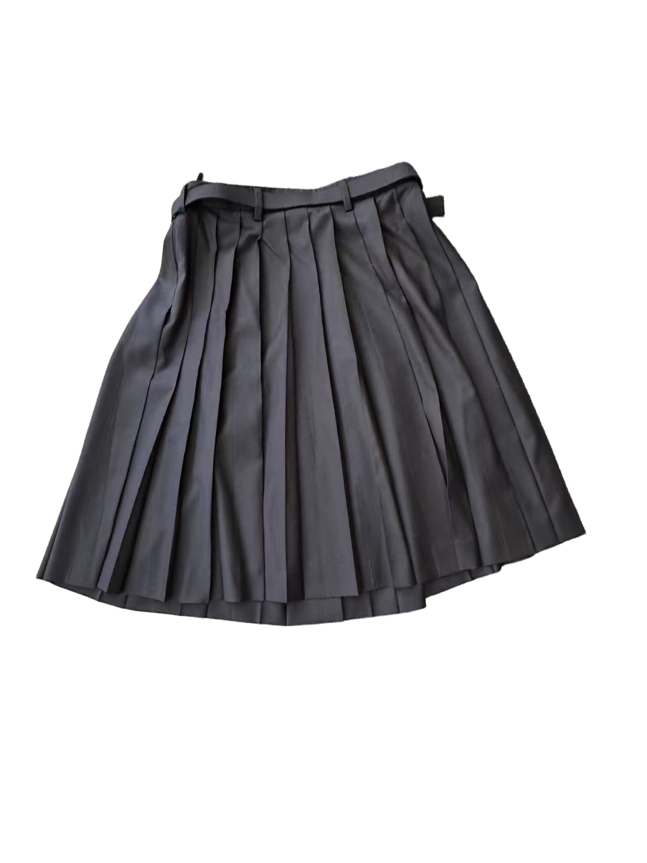 [eBay Live] Miu Miu Black Pleated Skirt With Adjustable Waist Belt & Gold Clasp Closure 36