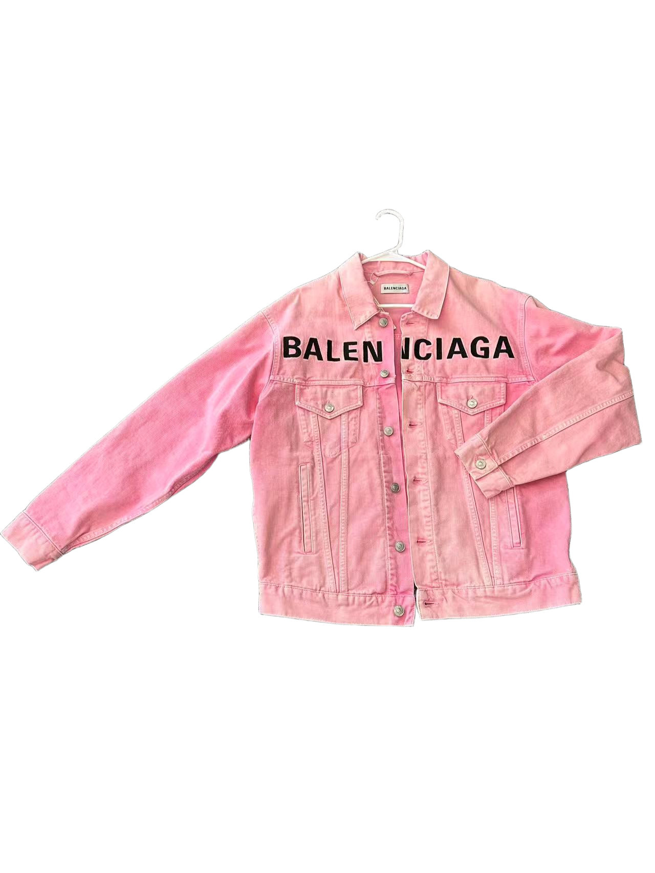 [eBay Live] Balenciaga Pink Embroidered Logo Denim Jacket