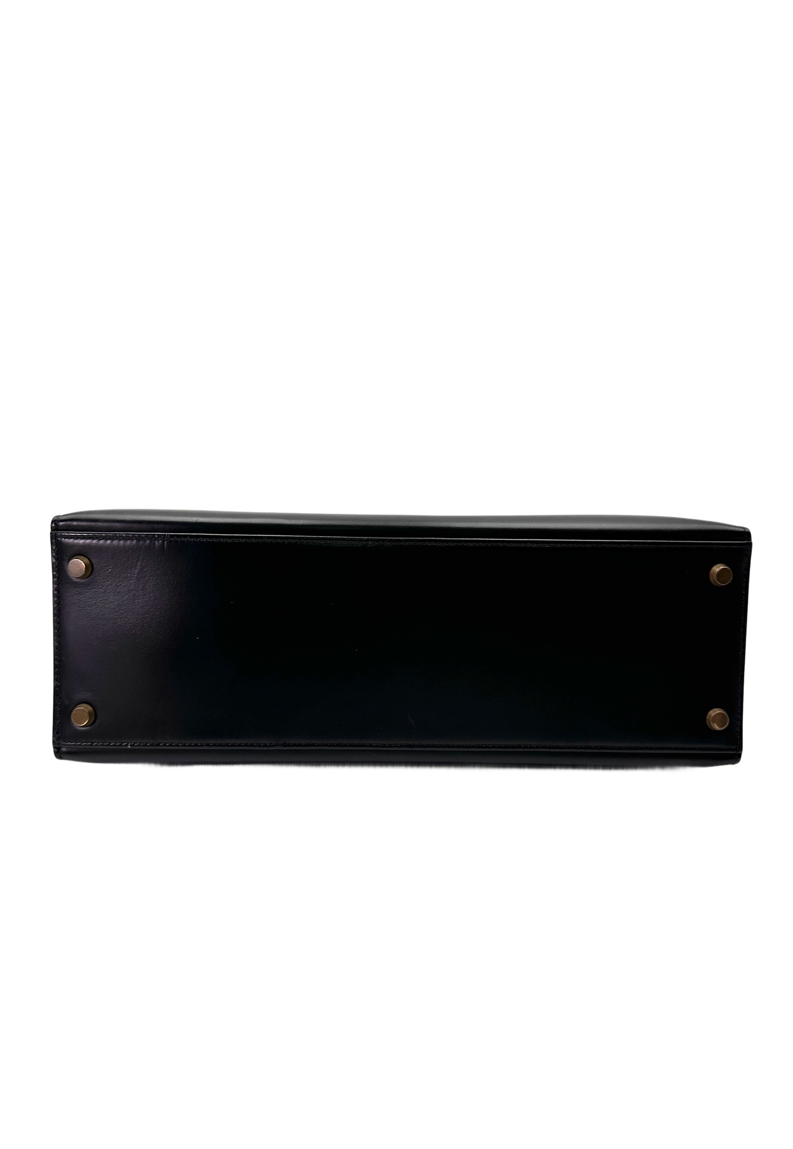 Hermès Kelly 32 Sellier Noir Box Calfskin GHW