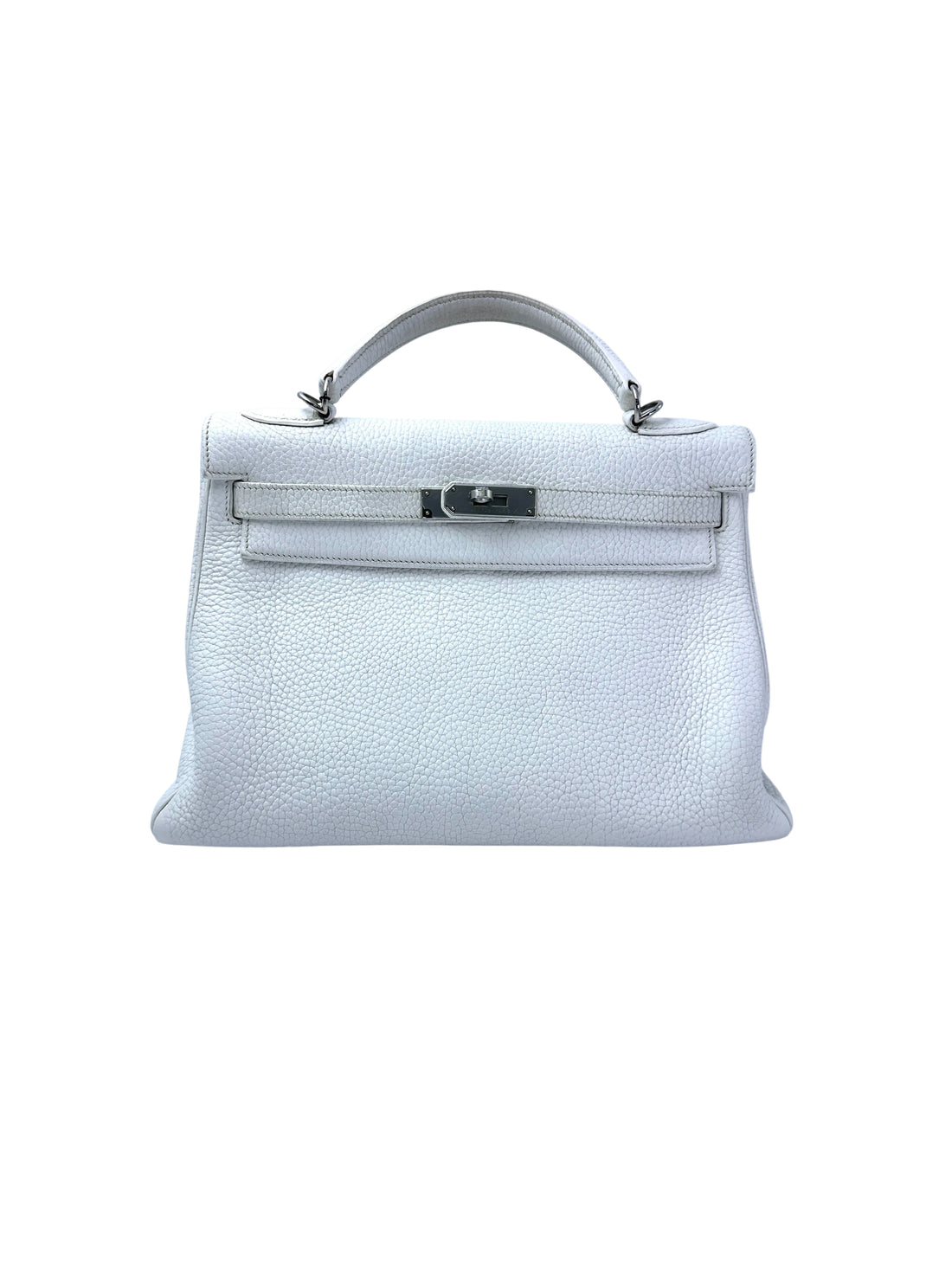 Hermès Kelly 32 Retourne Blanc Epsom Leather PHW