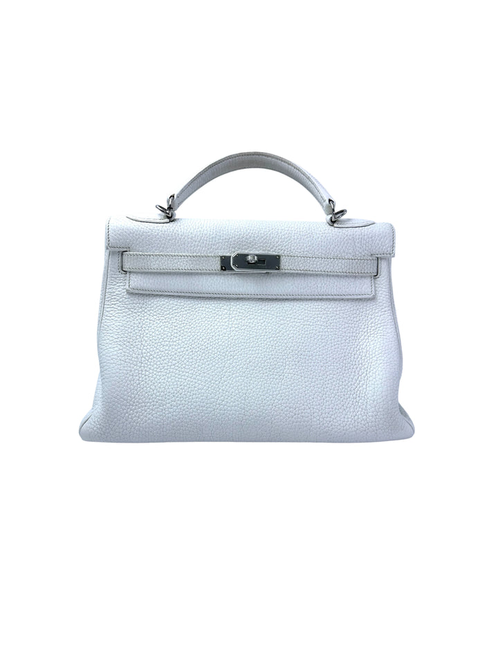 Hermès Kelly 32 Retourne Blanc Epsom Leather PHW