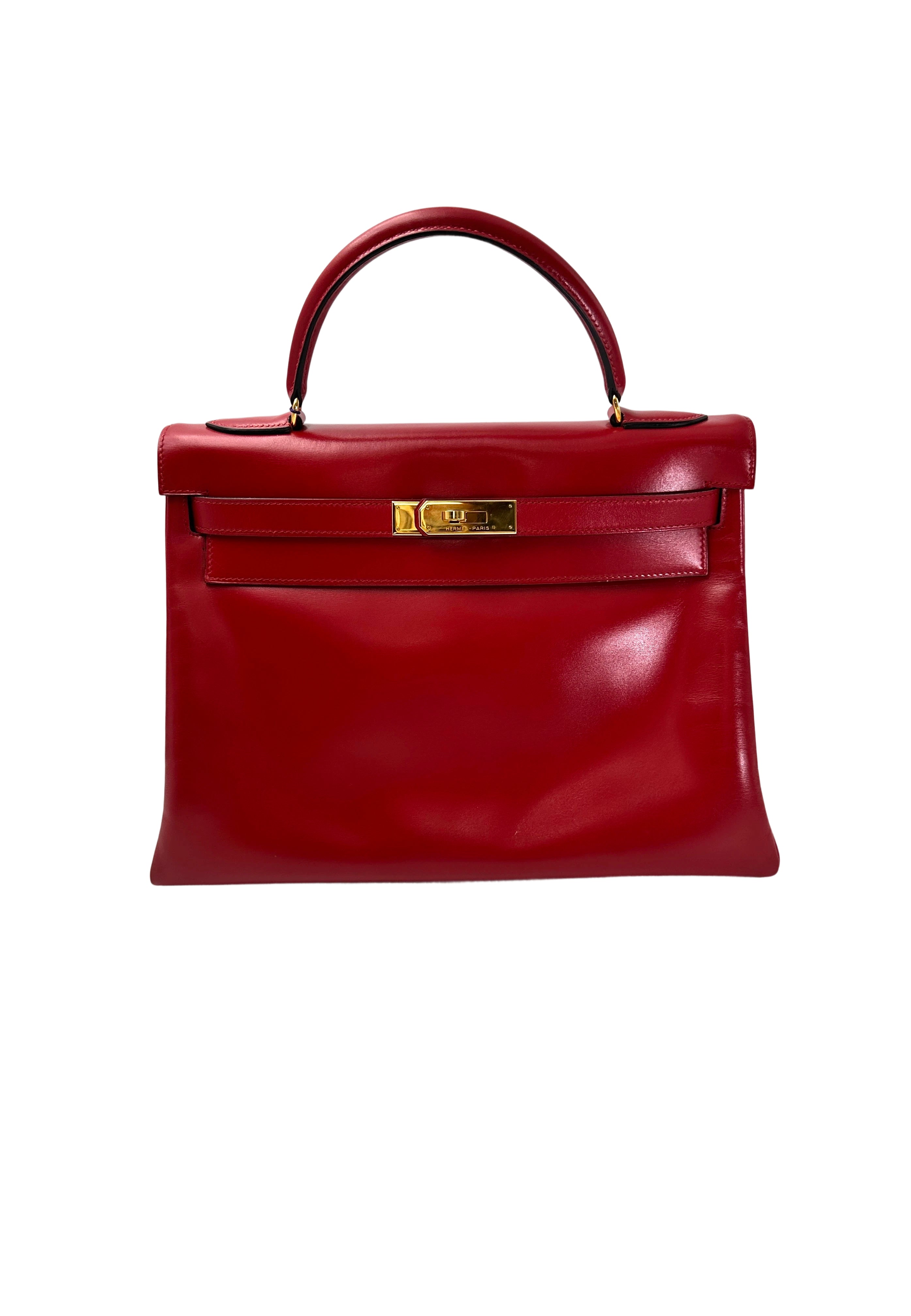 Hermès Kelly 32 Retourne Rouge H Box Calfskin GHW