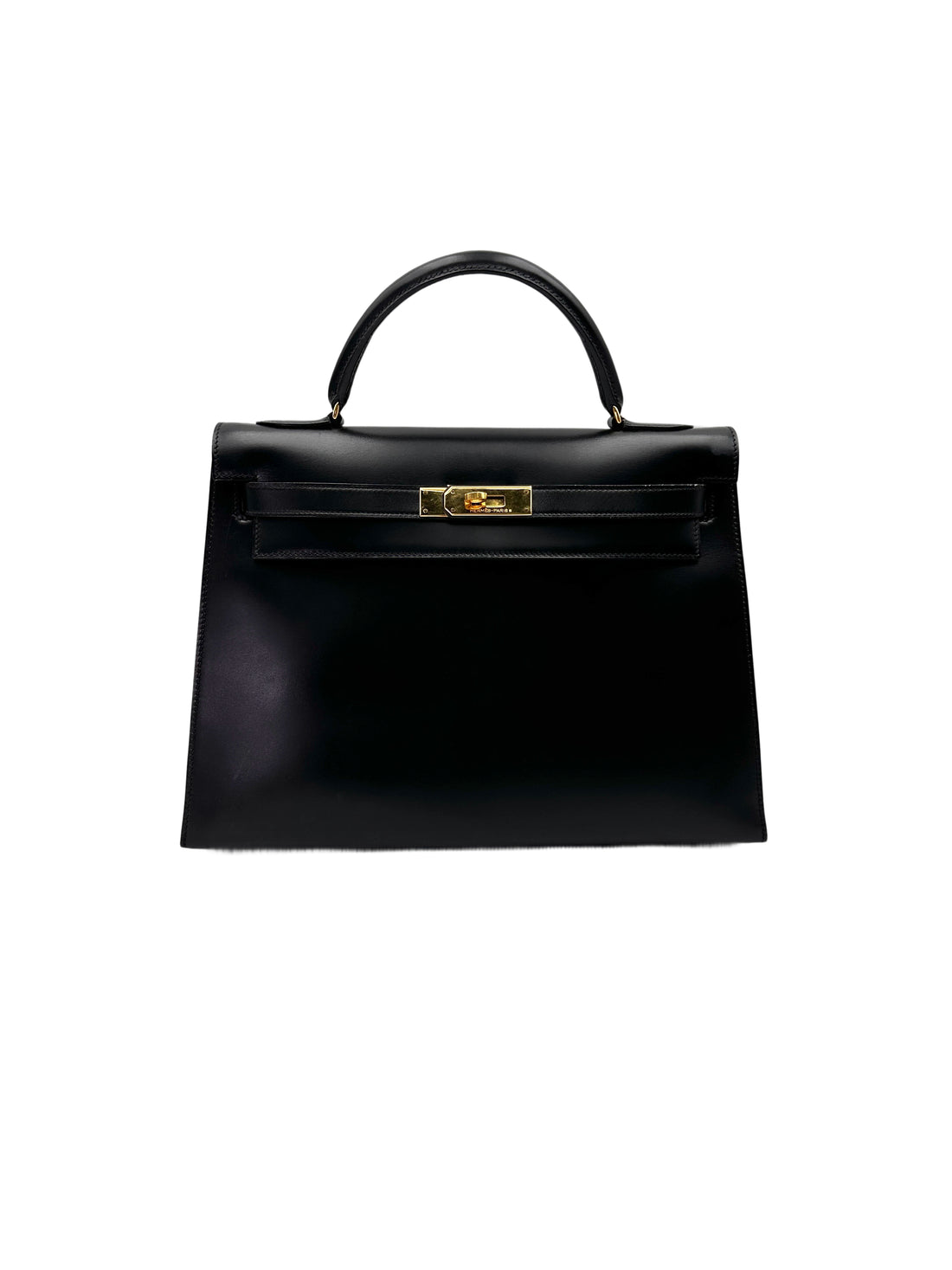 Hermès Kelly 32 Sellier Noir Box Calfskin GHW