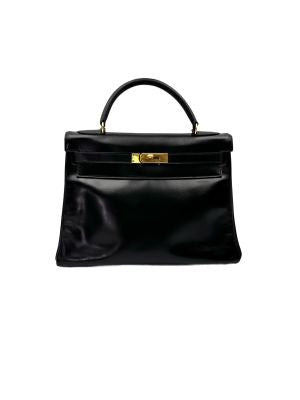 Hermès Vintage Noir Box Calfskin Kelly 32 GHW