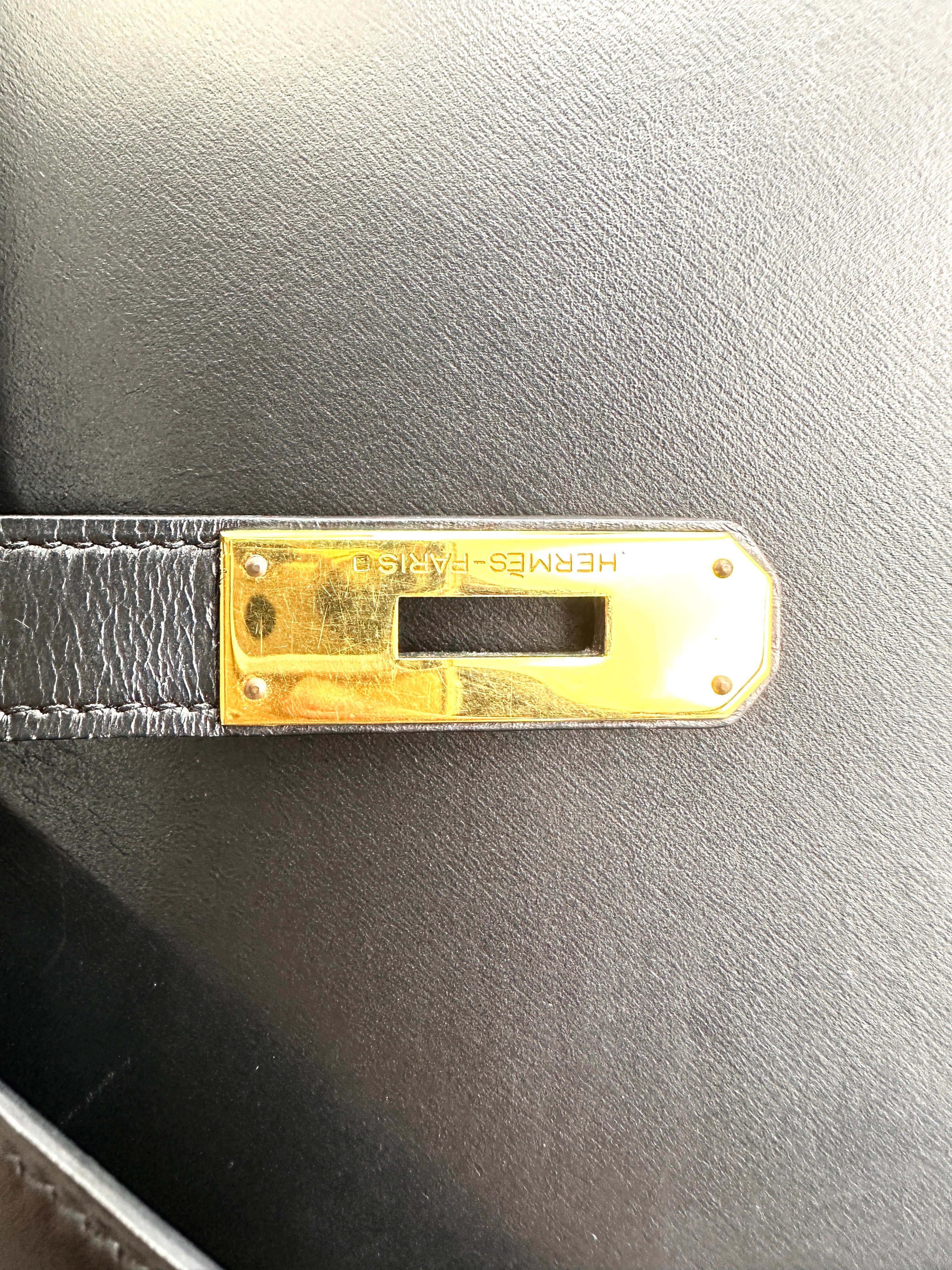 Hermès Kelly 32 Sellier Noir Box Calfskin GHW