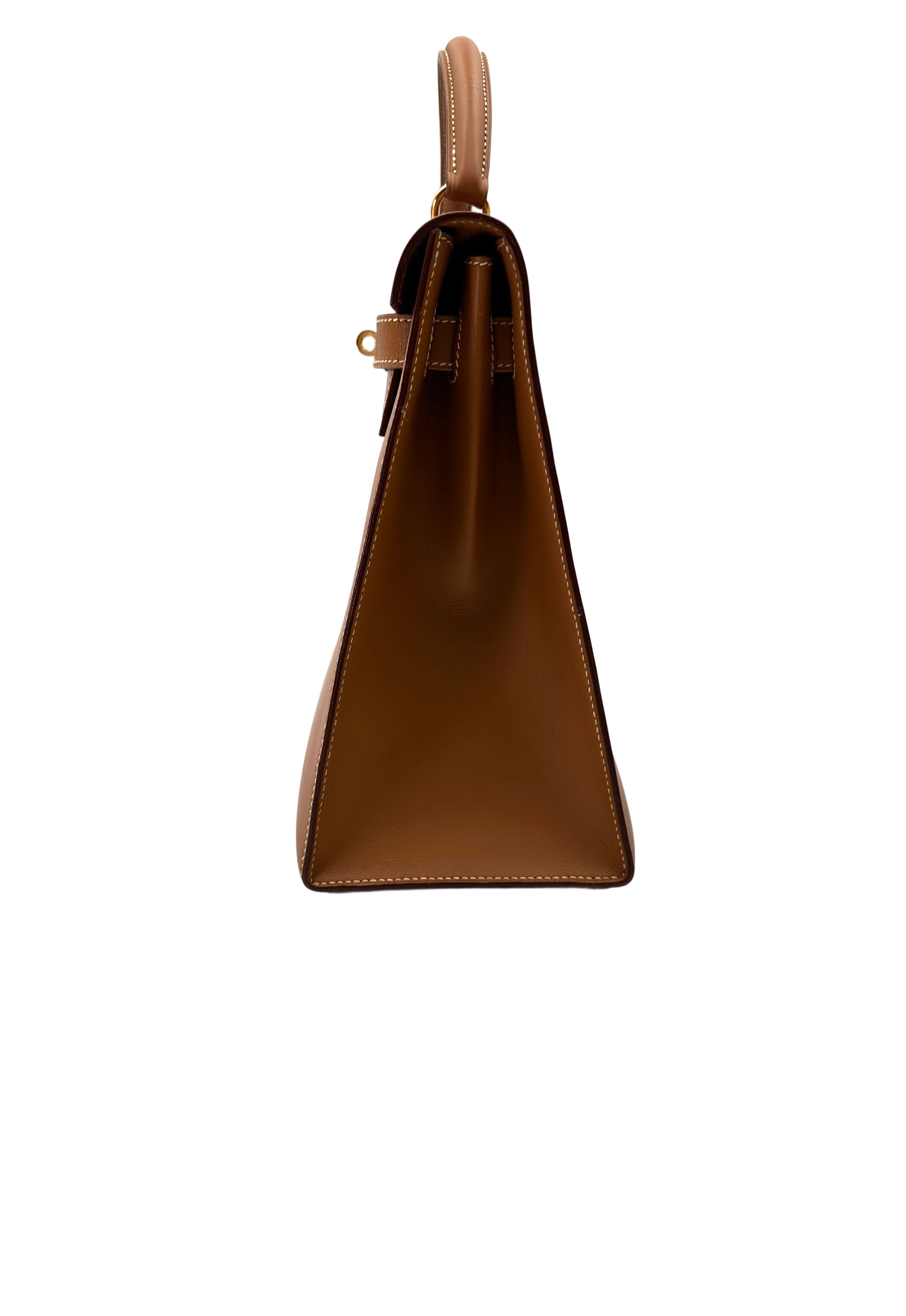 Hermès Kelly 32 Sellier Gold Box Calfskin GHW