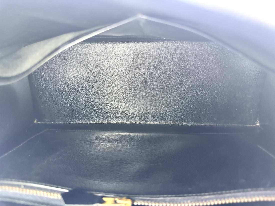 Hermès Kelly 32 Sellier Noir Box Calfskin GHW